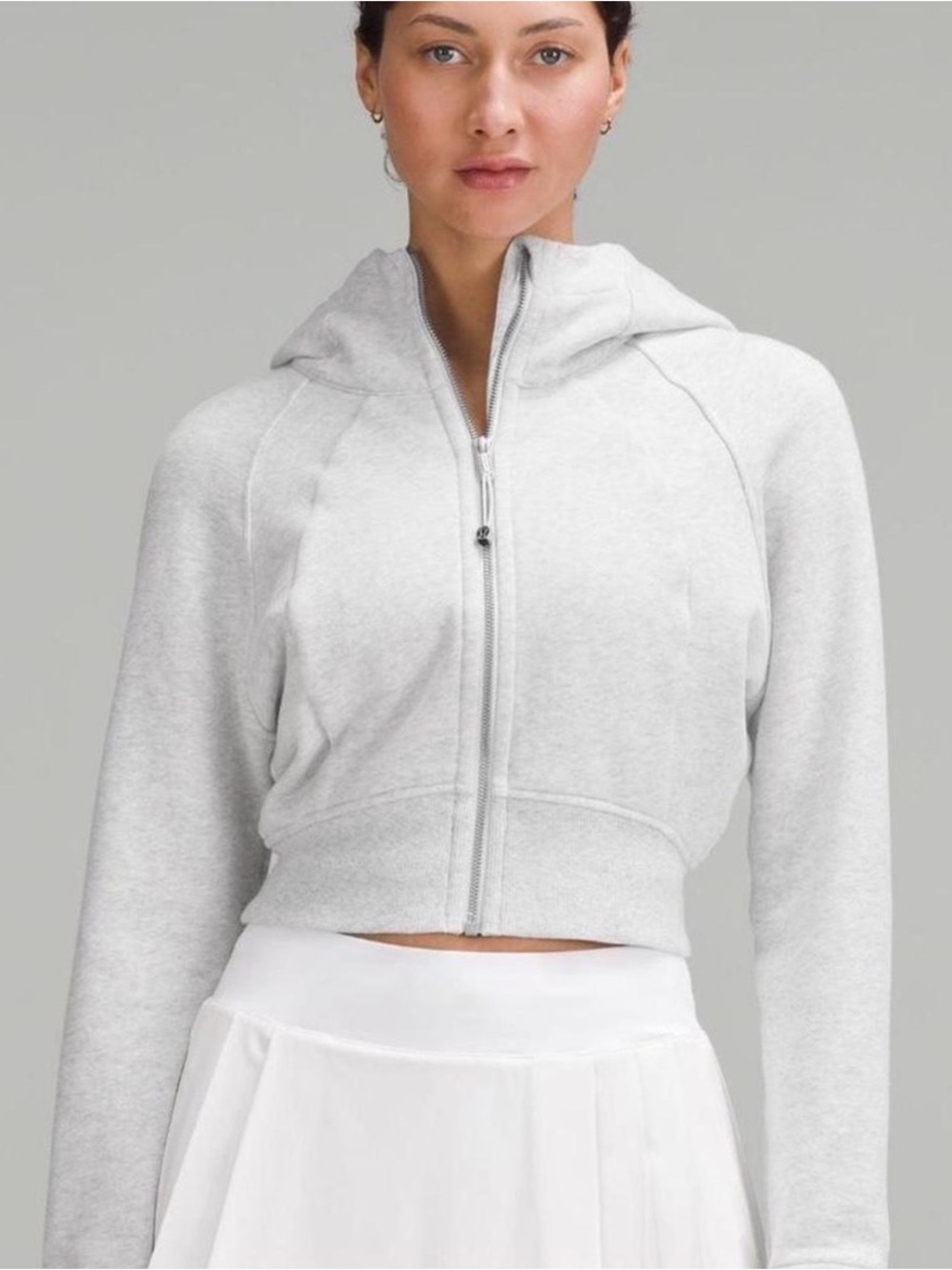 Lululemon Scuba Full-Zip Cropped Hoodie Heathered Core Ultra Light Grey Size 4